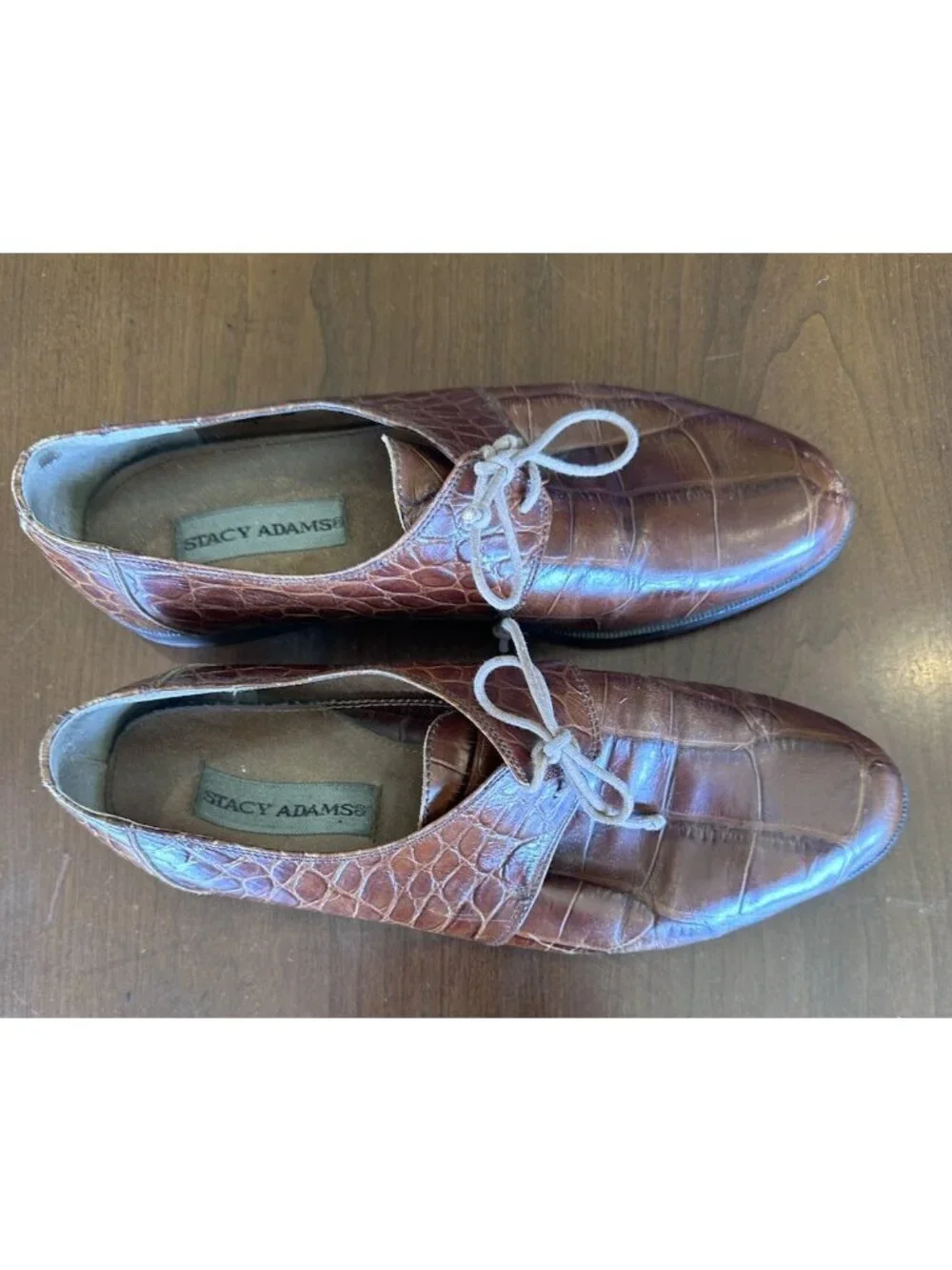 Stacy Adams Genuine Snake & Leather Brown Oxford Shoes Mens 9.5